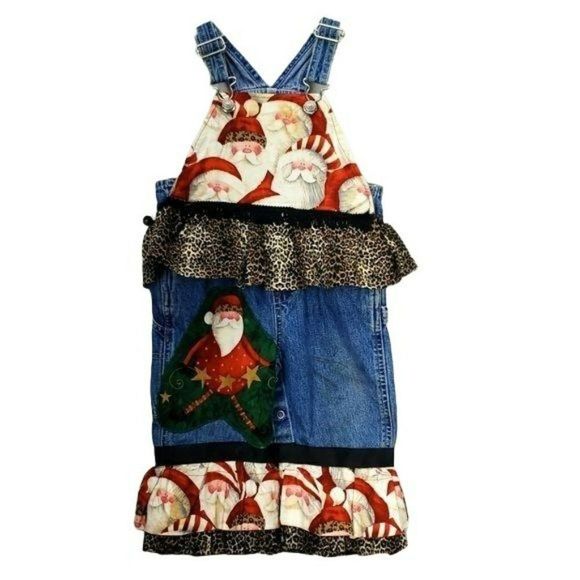Baby Gap Santa Design Girls 12-18 Months‎ Denim Overalls - Picture 1 of 13